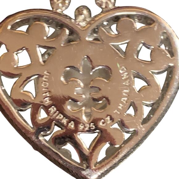 Judith Ripka Pendant/Enchancer Sterling Silver, Pink Opal and CZ Heart Filigree - Picture 5 of 5